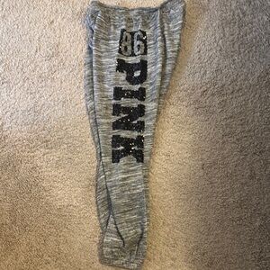 PINK Victoria's Secret  Grey Joggers with Black Sequins